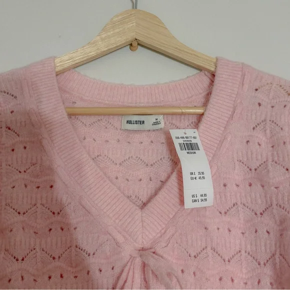 Hollister Pink  Stitchy V-Neck Sweater - Picture 4 of 6